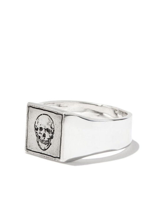 Sterling Silver Skull Square Signet Ring