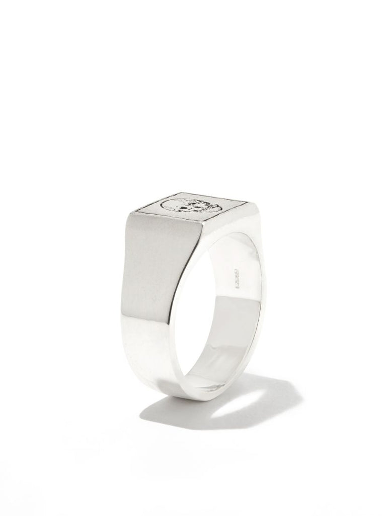 Sterling Silver Skull Square Signet Ring