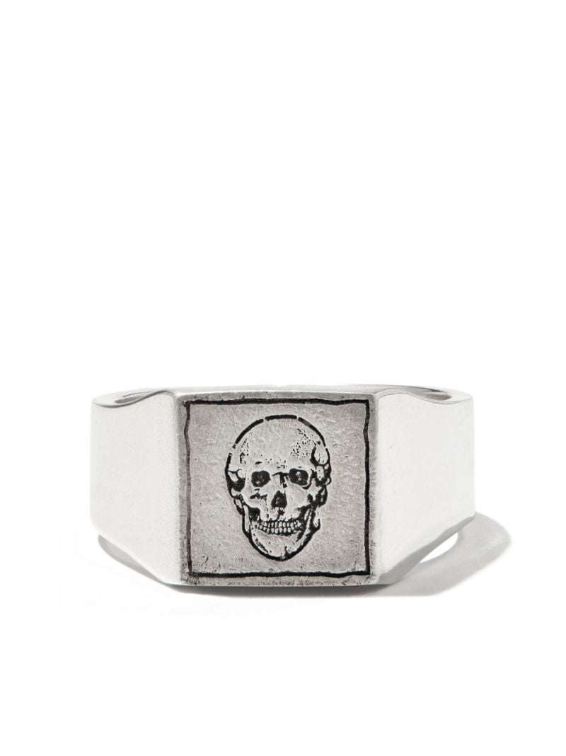 Sterling Silver Skull Square Signet Ring