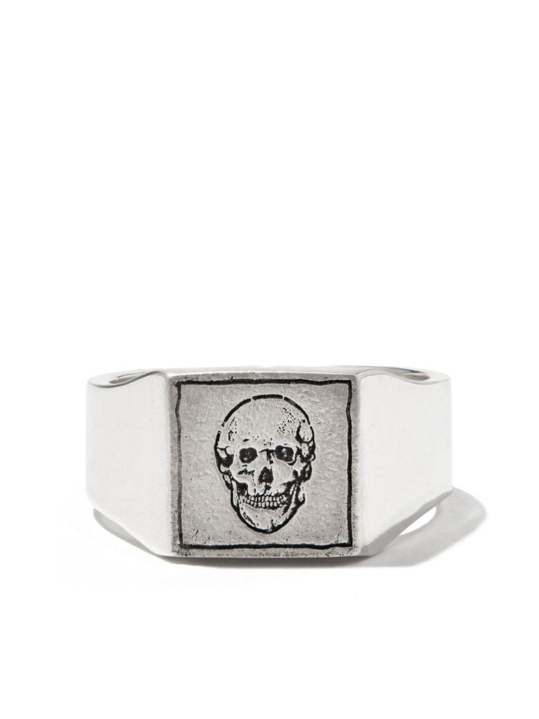Sterling Silver Skull Square Signet Ring
