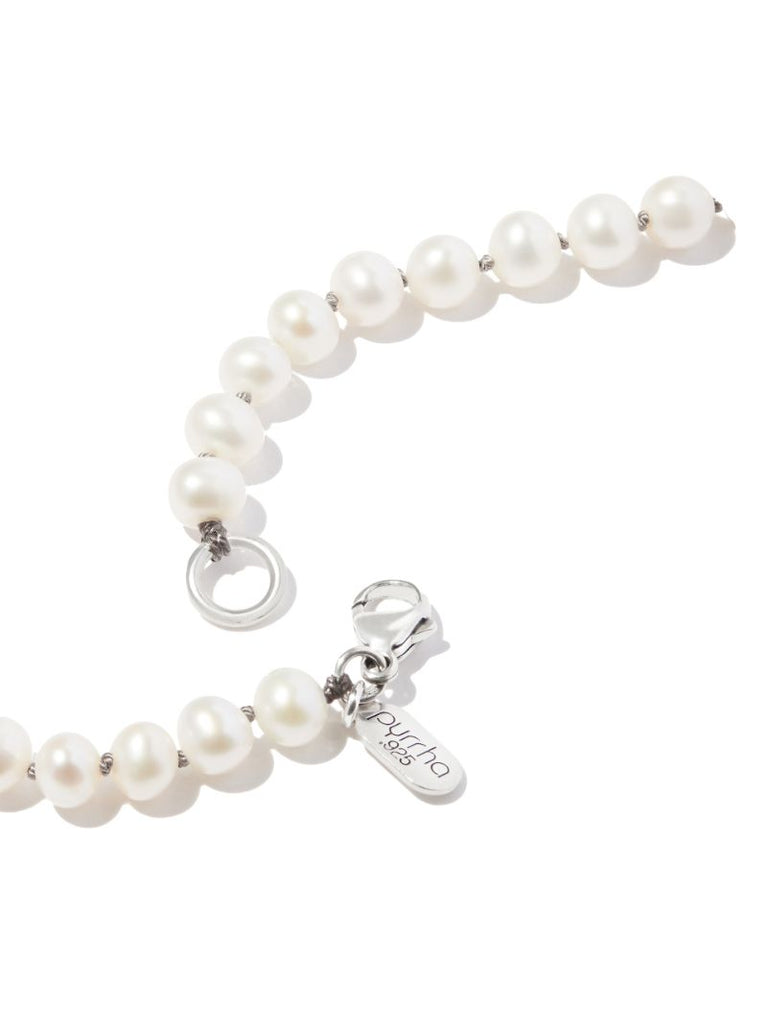Sterling Silver Direction Pendant Pearl Necklace
