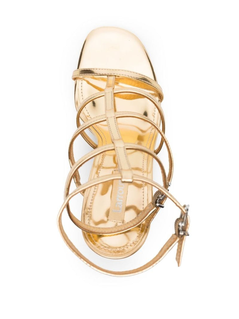 Gold Serena 95 Caged Leather Sandals