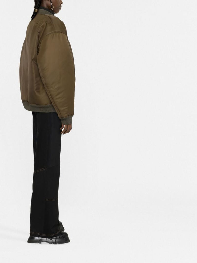 Green Pinched Logo Bomber Jacket