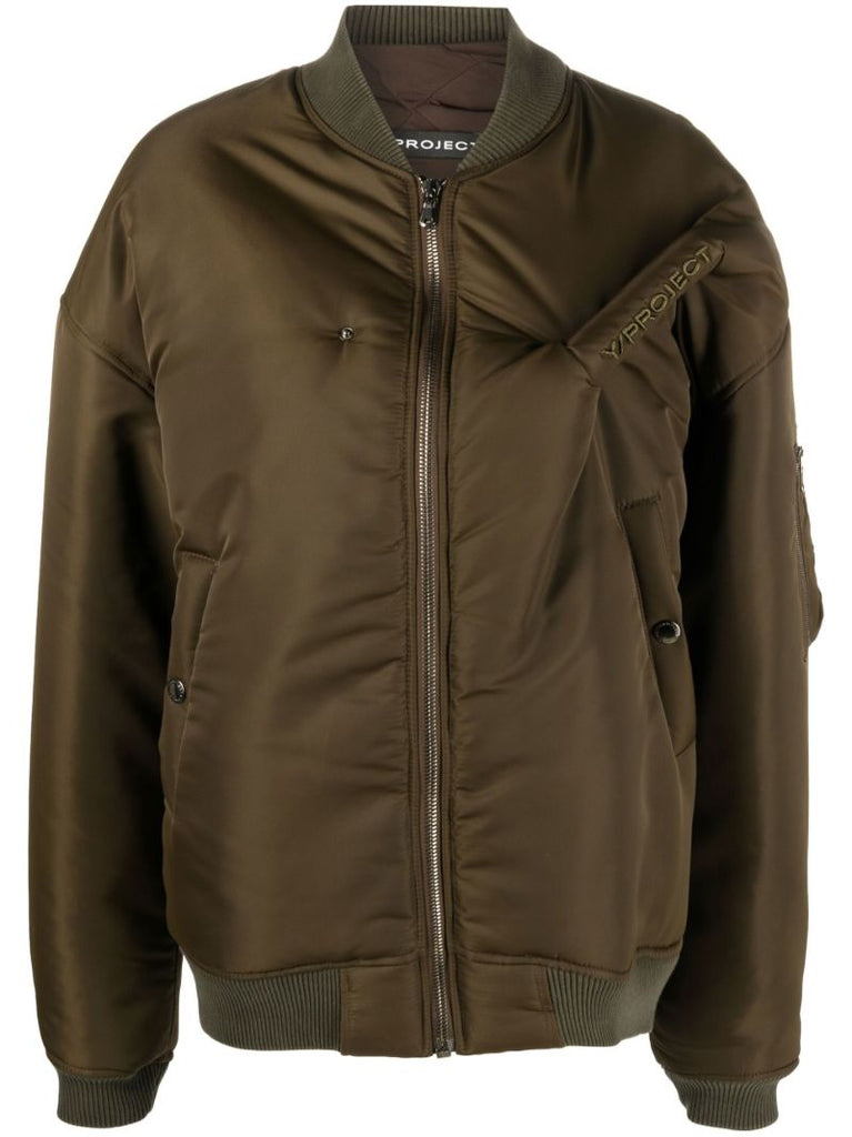 Green Pinched Logo Bomber Jacket