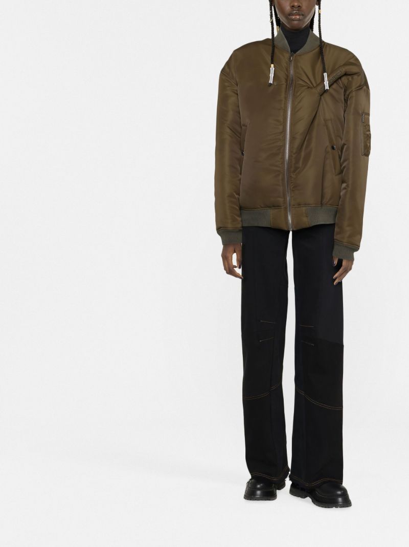 Green Pinched Logo Bomber Jacket