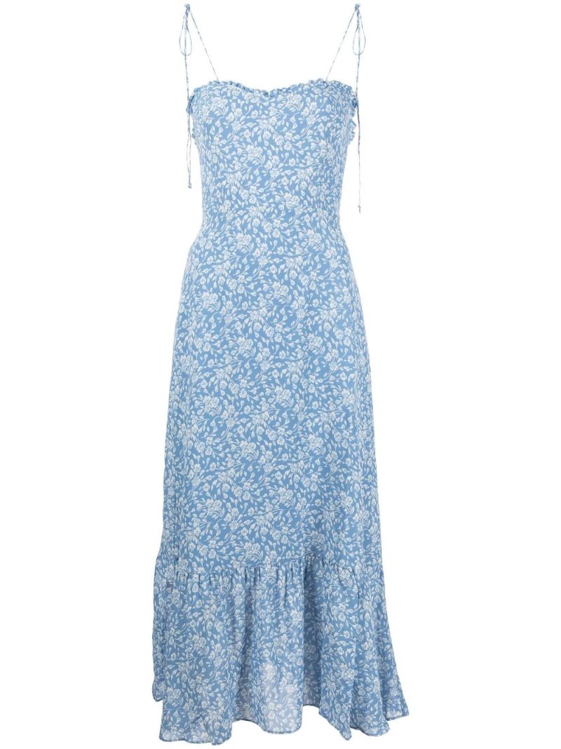 Blue Enya Floral Print Midi Dress