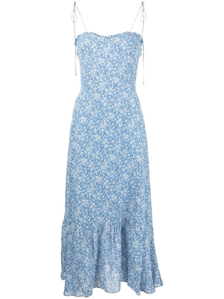 Blue Enya Floral Print Midi Dress