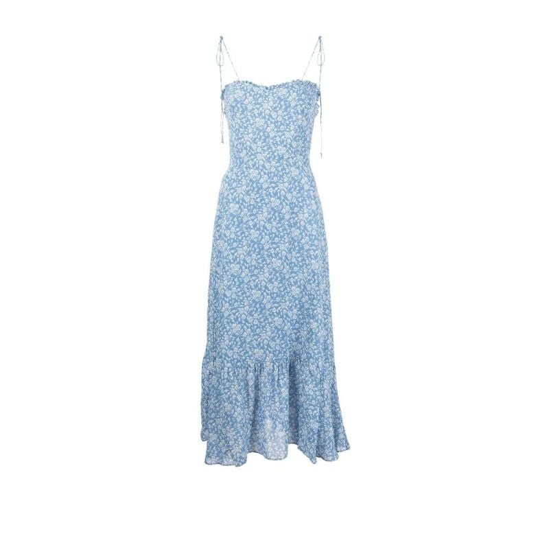 Blue Enya Floral Print Midi Dress