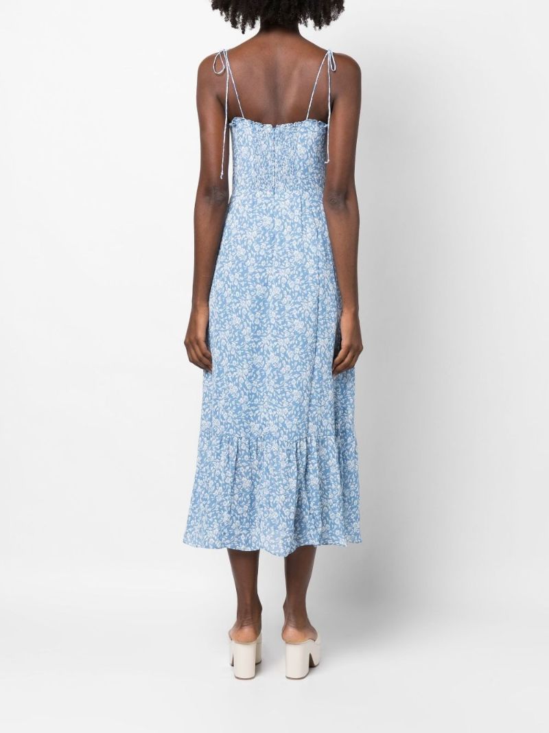 Blue Enya Floral Print Midi Dress