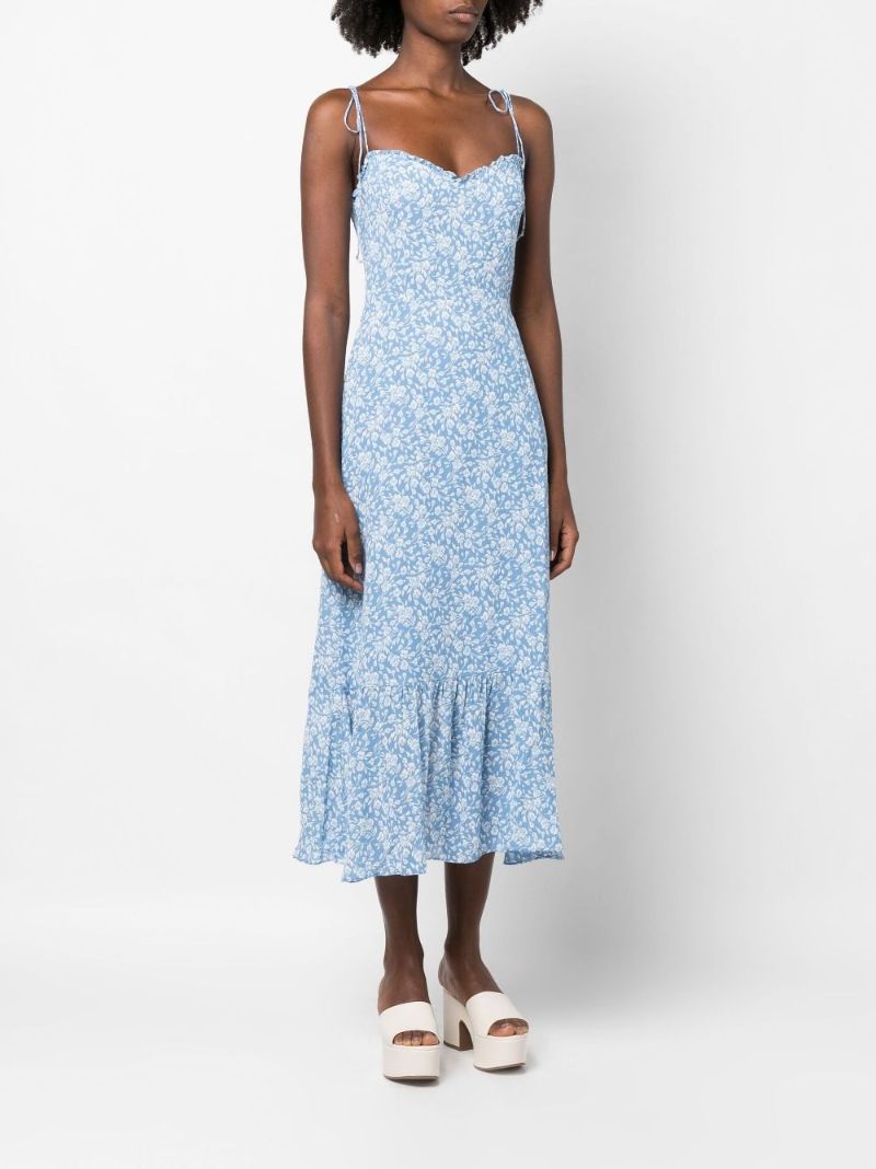 Blue Enya Floral Print Midi Dress