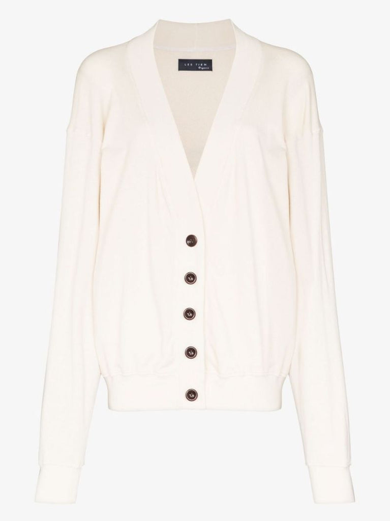 White French Cotton Terry Cardigan