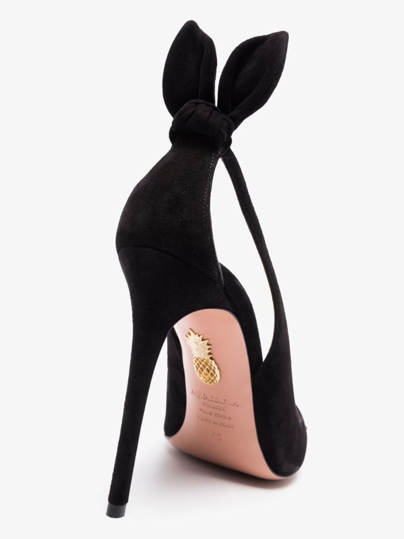 Black Bow Tie 105 Suede Pumps