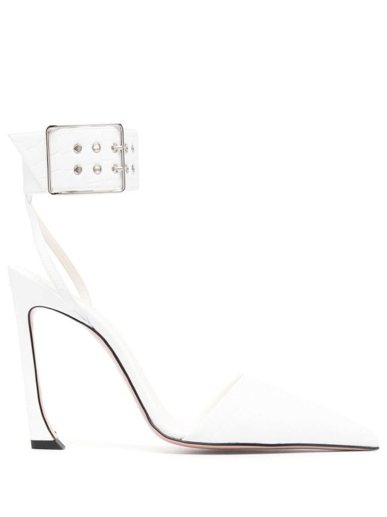 White Fame 100 Mock Croc Faux Leather Pumps