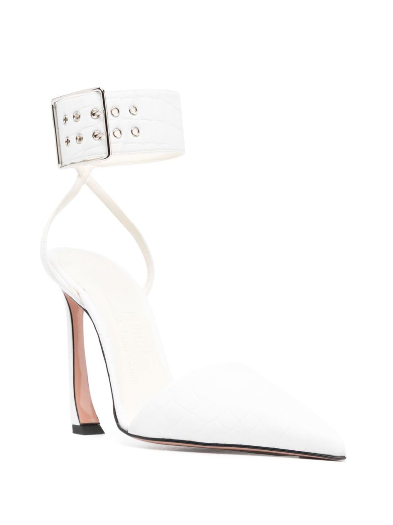 White Fame 100 Mock Croc Faux Leather Pumps