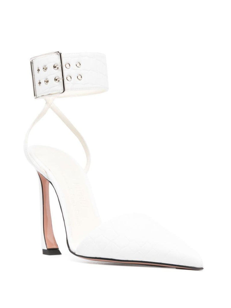 White Fame 100 Mock Croc Faux Leather Pumps