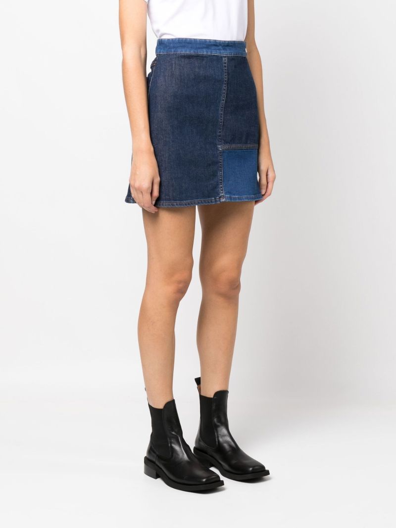Blue Patchwork Denim Skirt