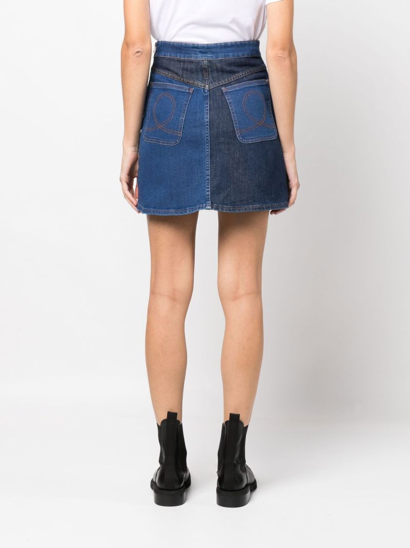 Blue Patchwork Denim Skirt