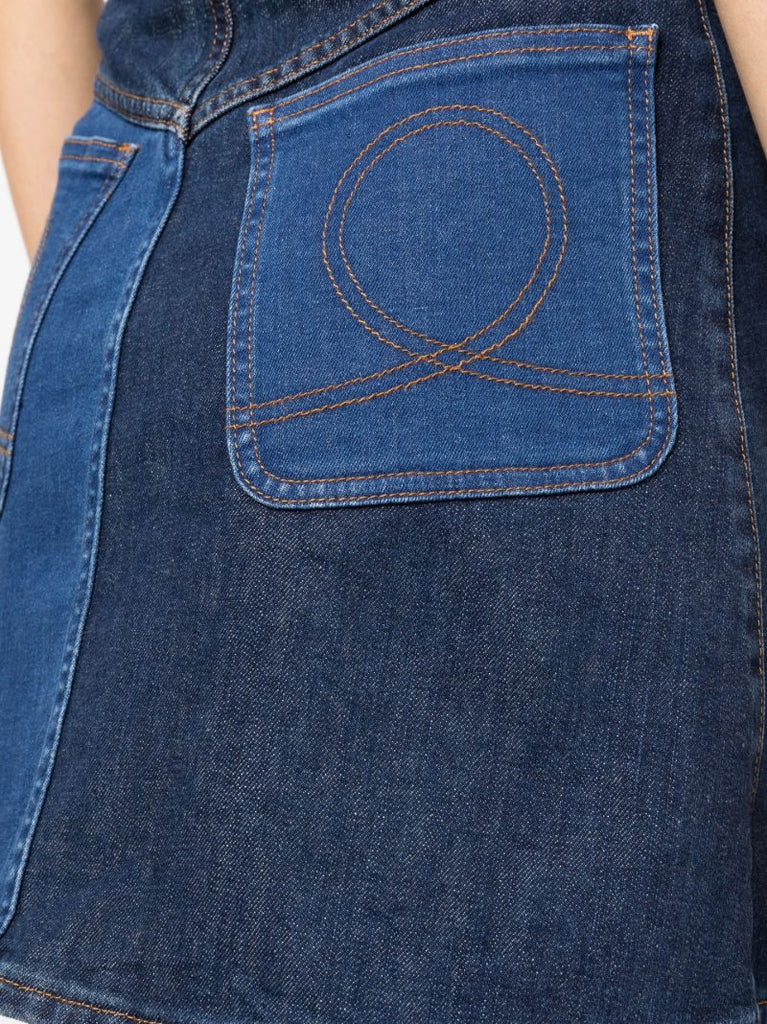 Blue Patchwork Denim Skirt