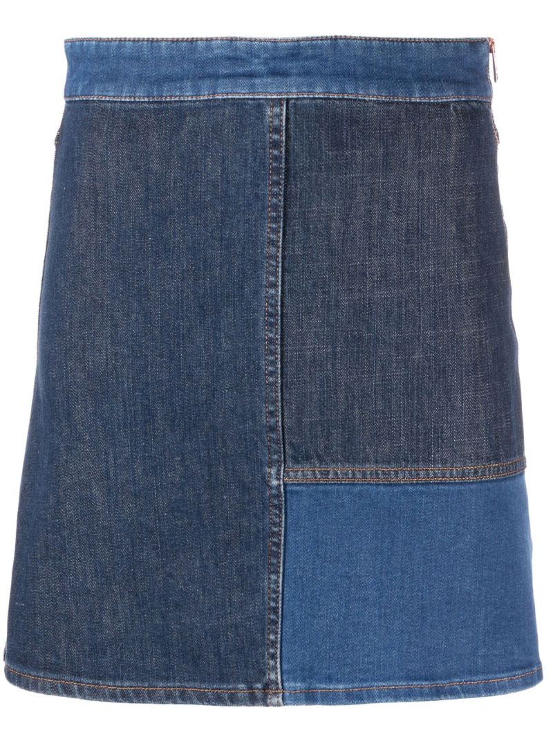 Blue Patchwork Denim Skirt