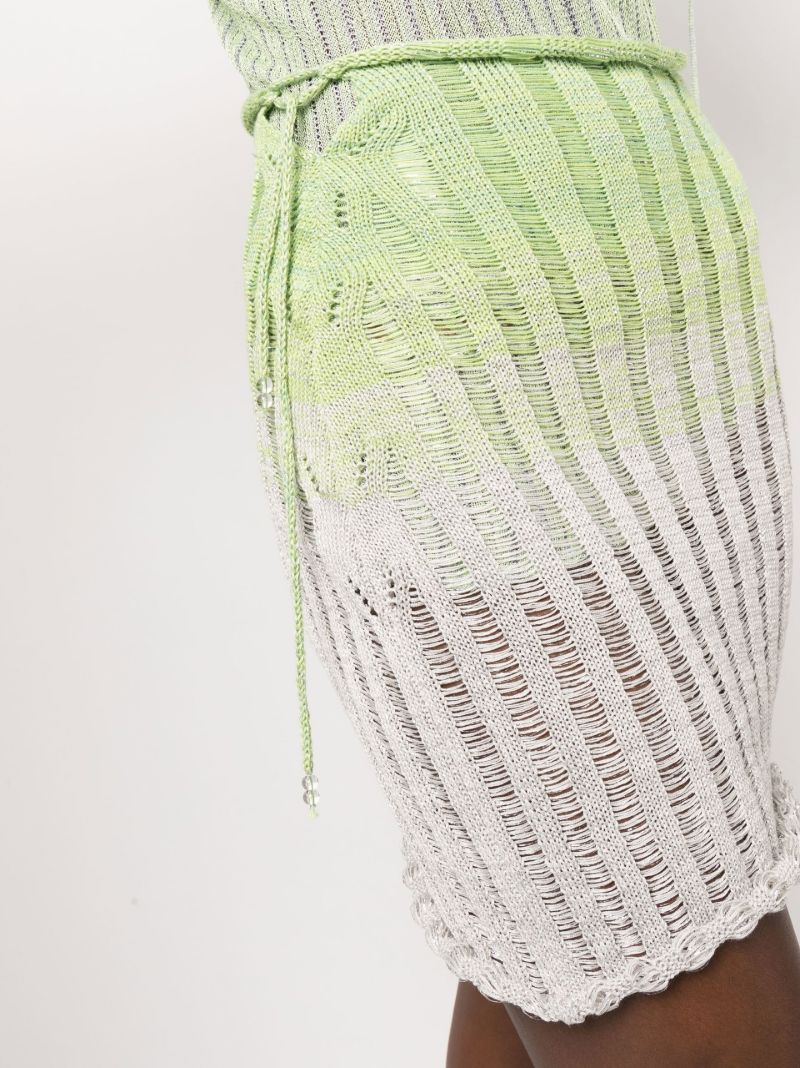 White and Green Gradient Knit Mini Skirt