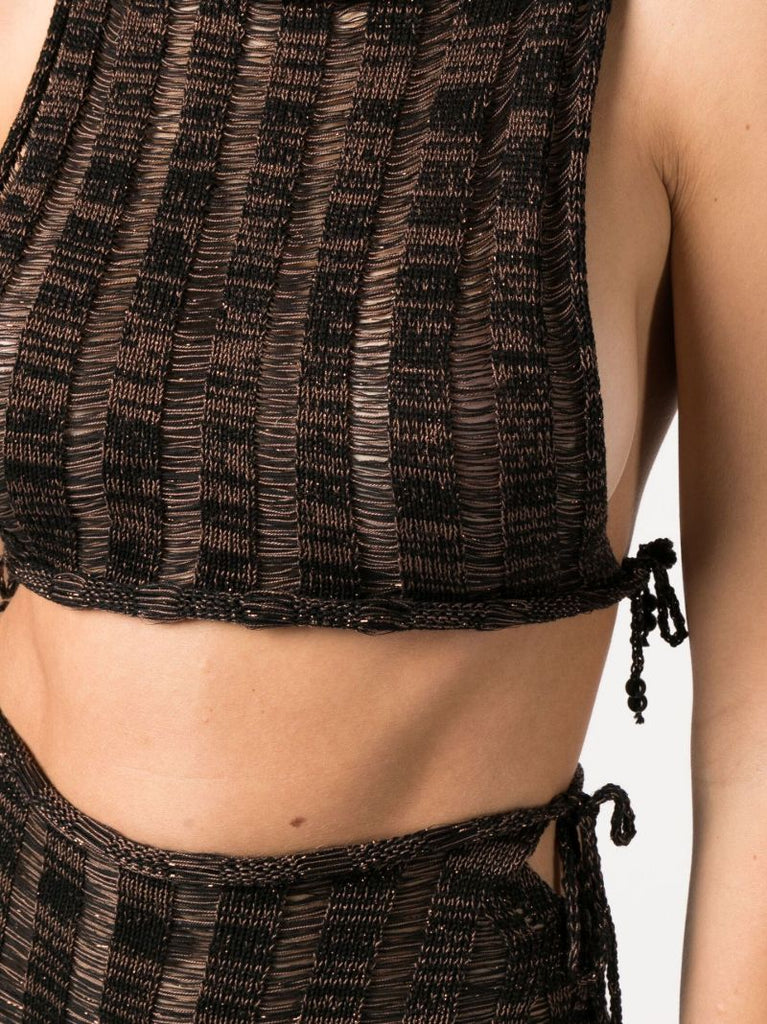 Black Ribbed-knit Crop Top