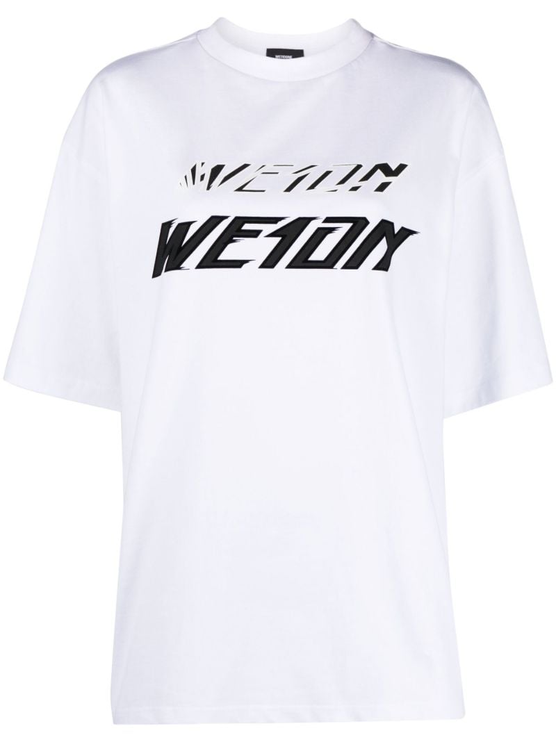 White Speed Logo Print Cotton T-shirt