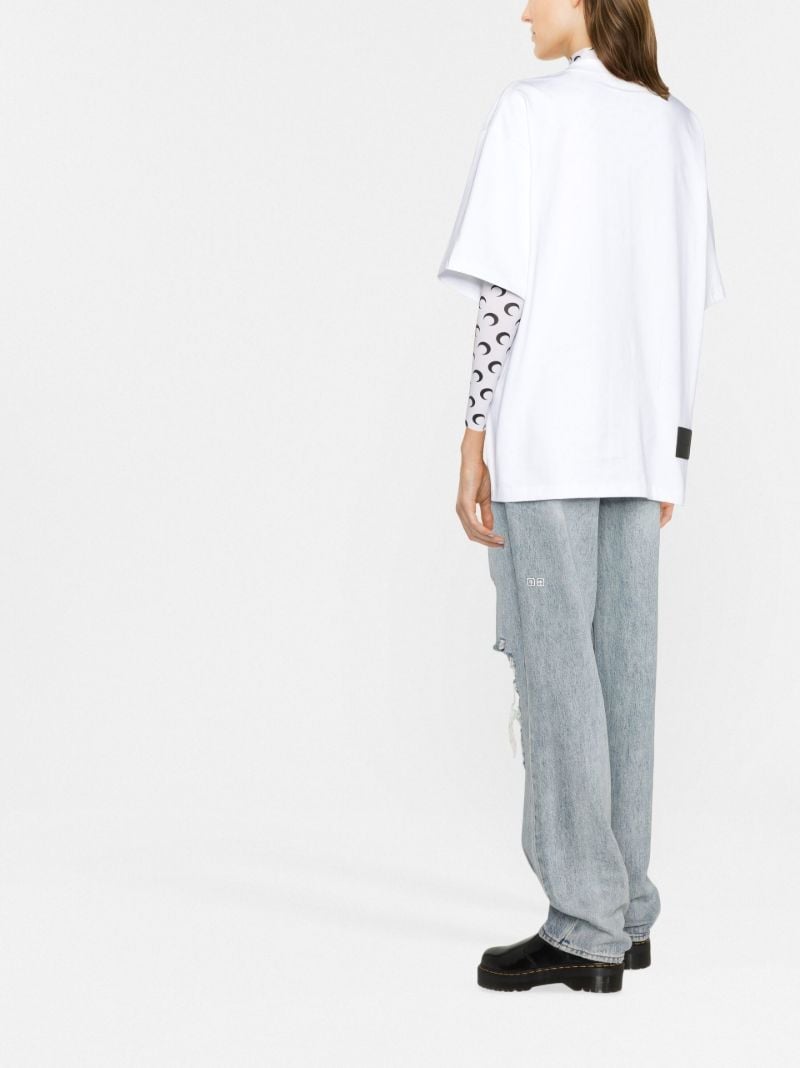 White Speed Logo Print Cotton T-shirt