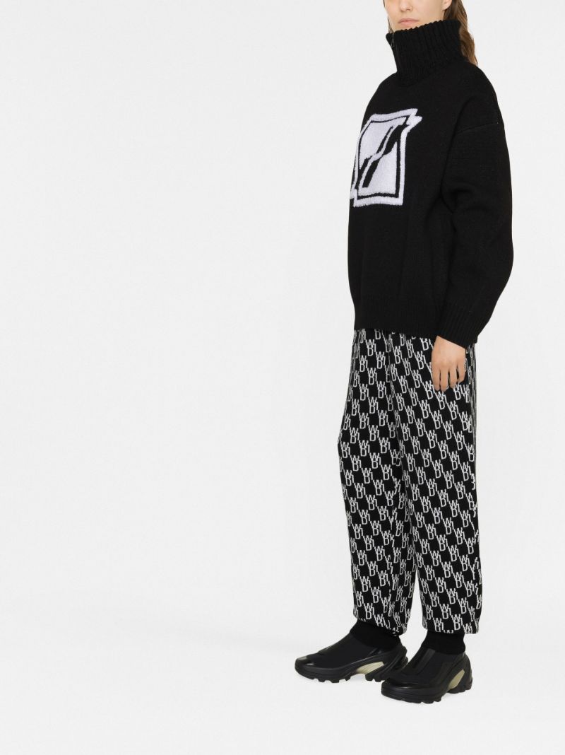 Black Logo Jacquard Track Pants