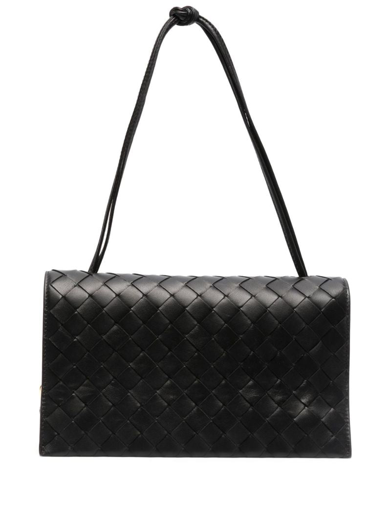 Black Trio Intrecciato Leather Pouch Bag