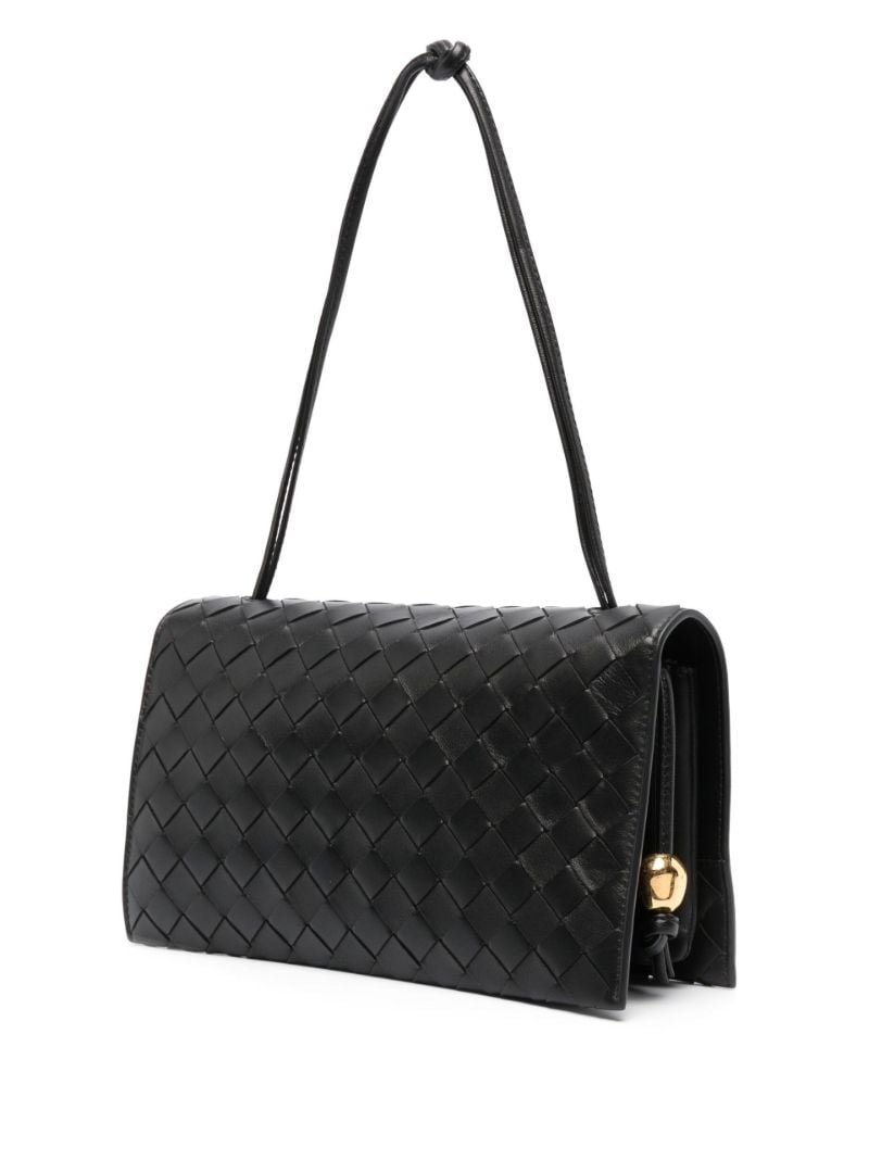 Black Trio Intrecciato Leather Pouch Bag