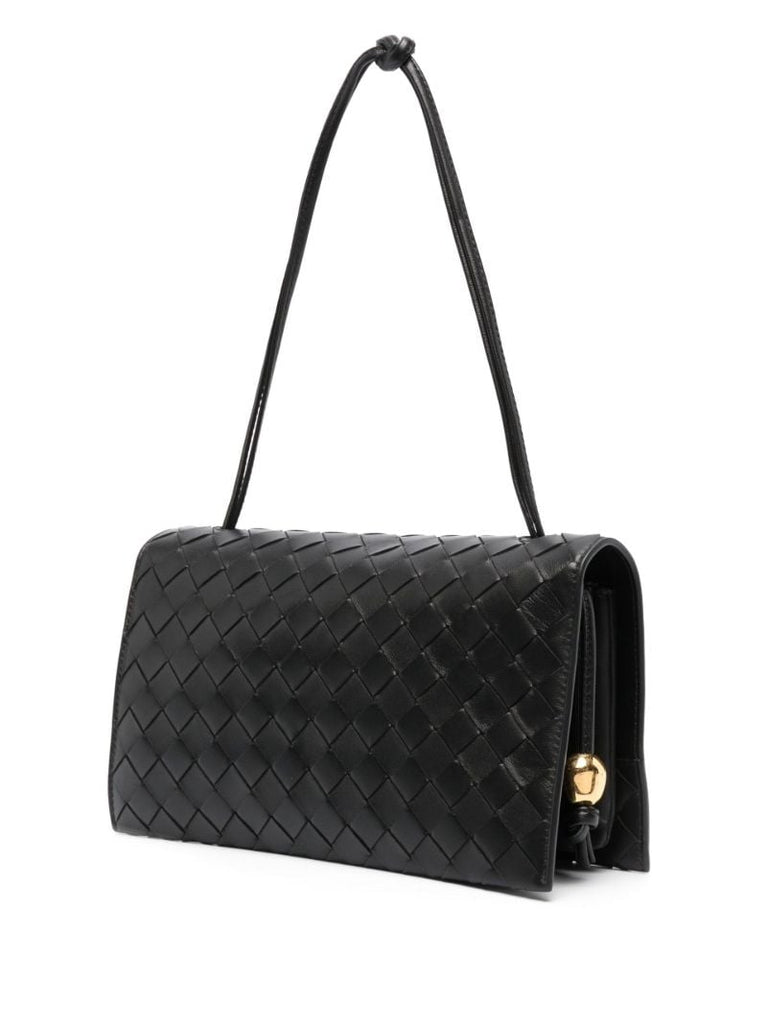Black Trio Intrecciato Leather Pouch Bag