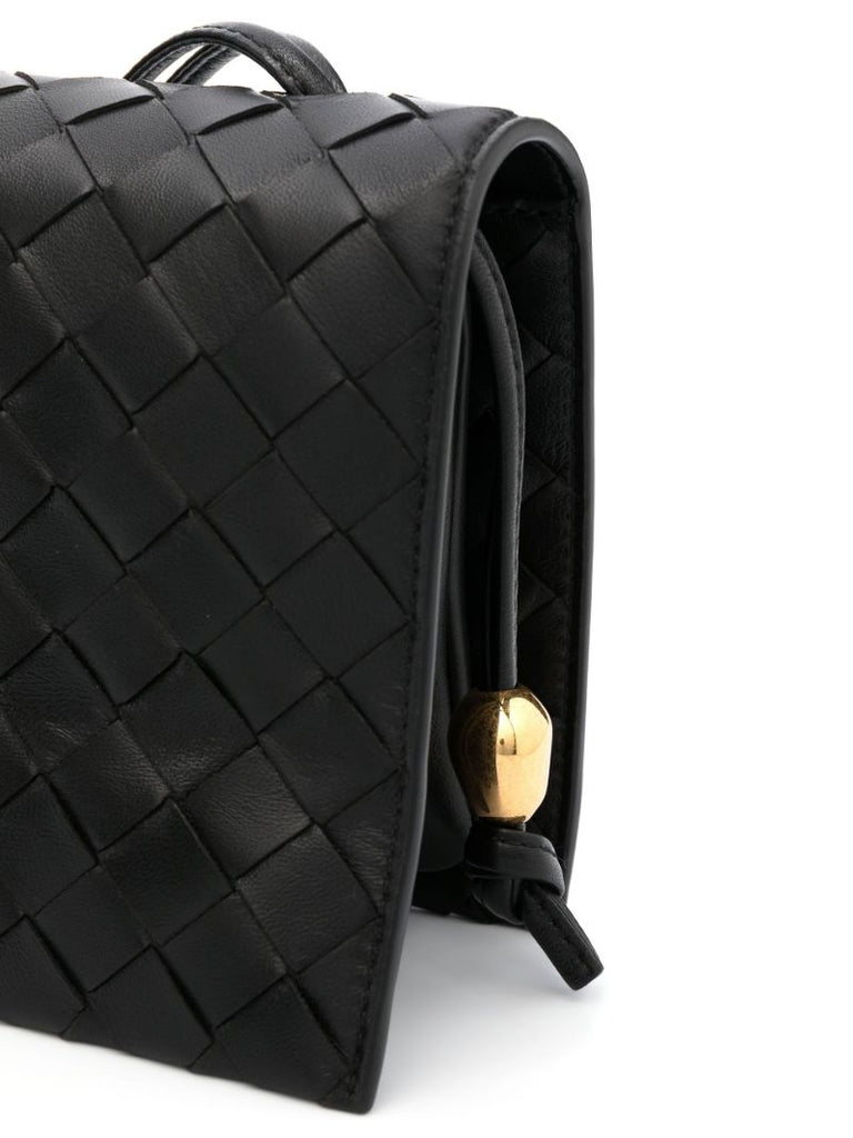 Black Trio Intrecciato Leather Pouch Bag