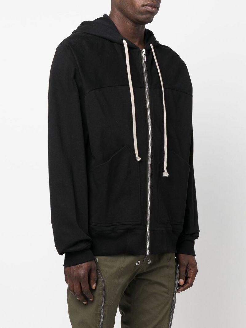 Black Cotton Zip Hoodie