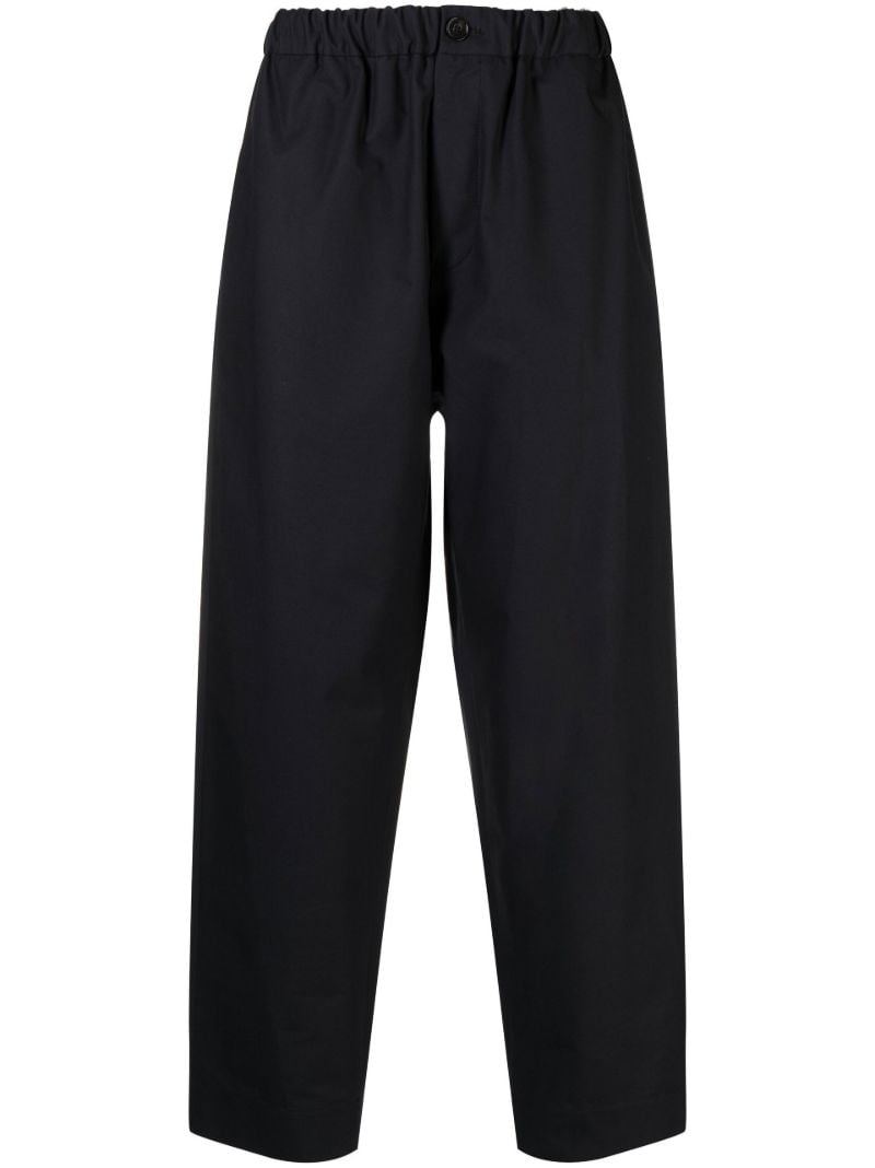 Blue Cotton Straight-leg Trousers