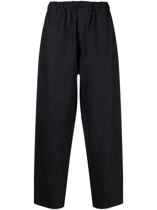 Blue Cotton Straight-leg Trousers