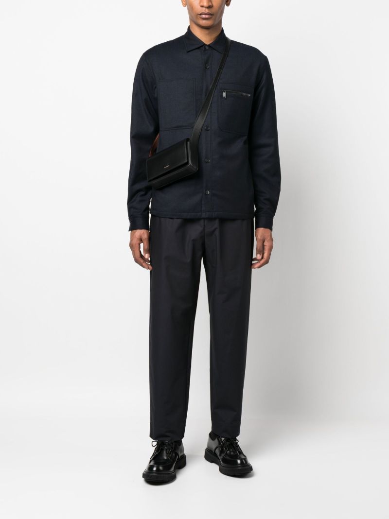 Blue Cotton Straight-leg Trousers