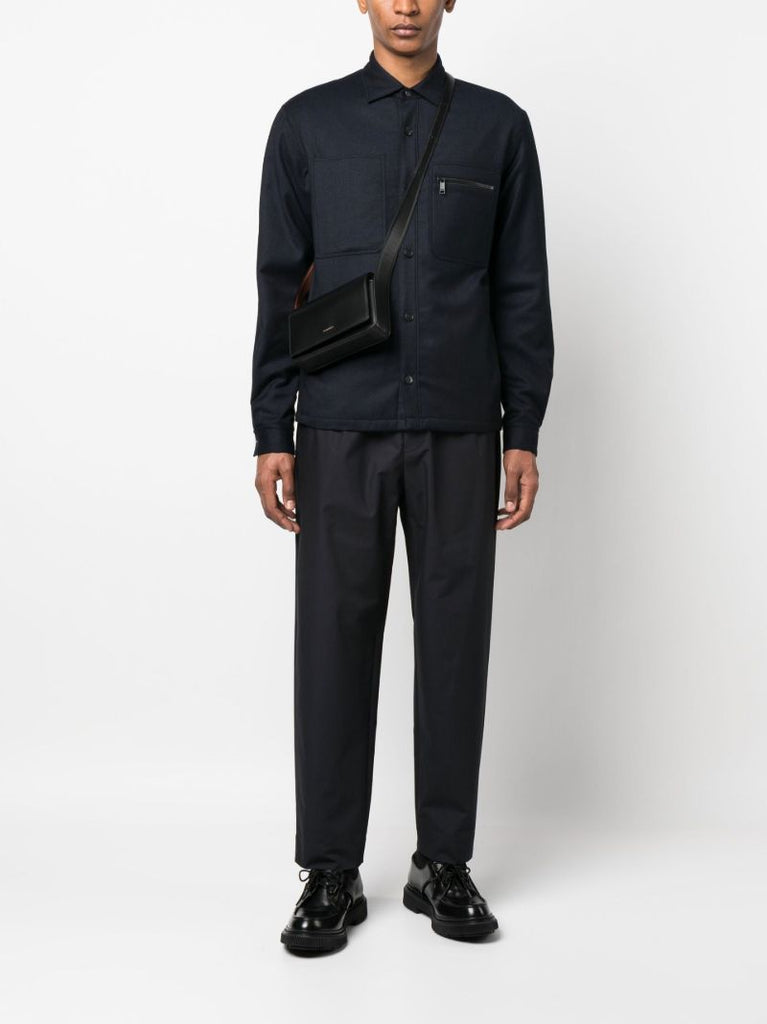Blue Cotton Straight-leg Trousers