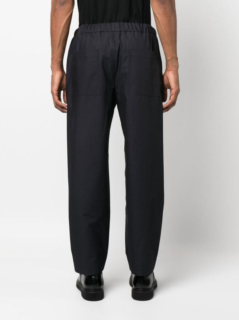 Blue Cotton Straight-leg Trousers