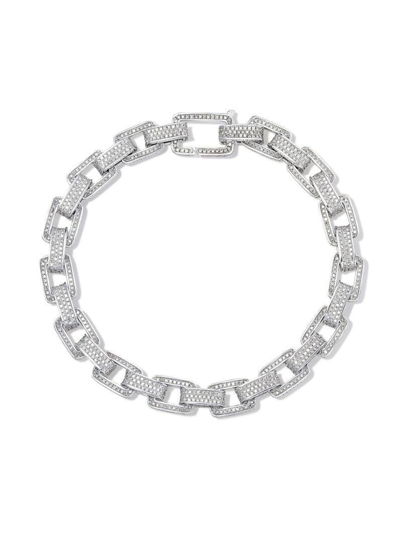 18k White Gold PavÃ_x0083_Â© Diamond Link Bracelet