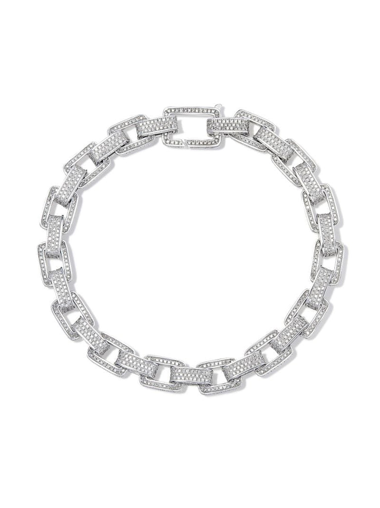 18k White Gold PavÃ_x0083_Â© Diamond Link Bracelet