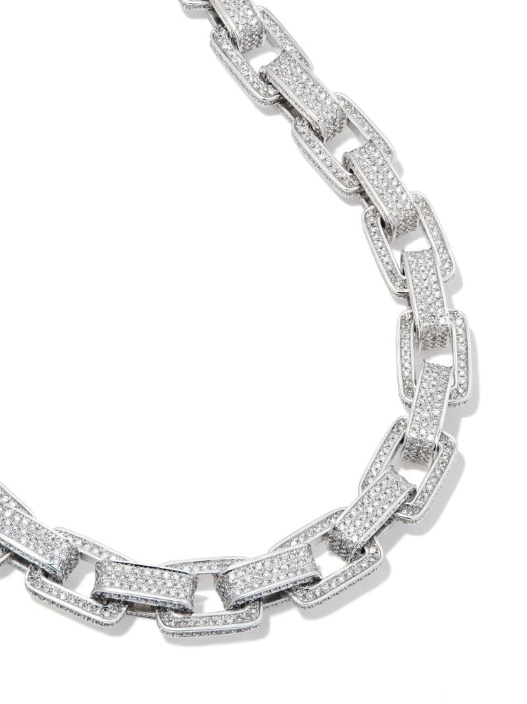 18k White Gold PavÃ_x0083_Â© Diamond Link Bracelet