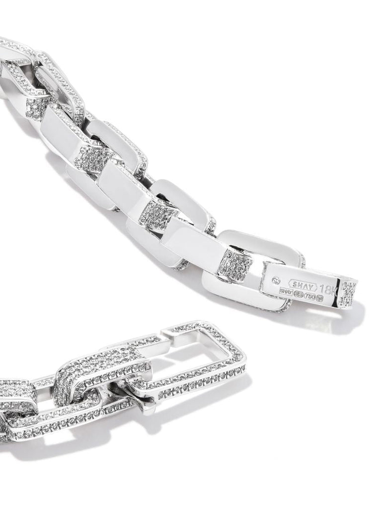 18k White Gold PavÃ_x0083_Â© Diamond Link Bracelet