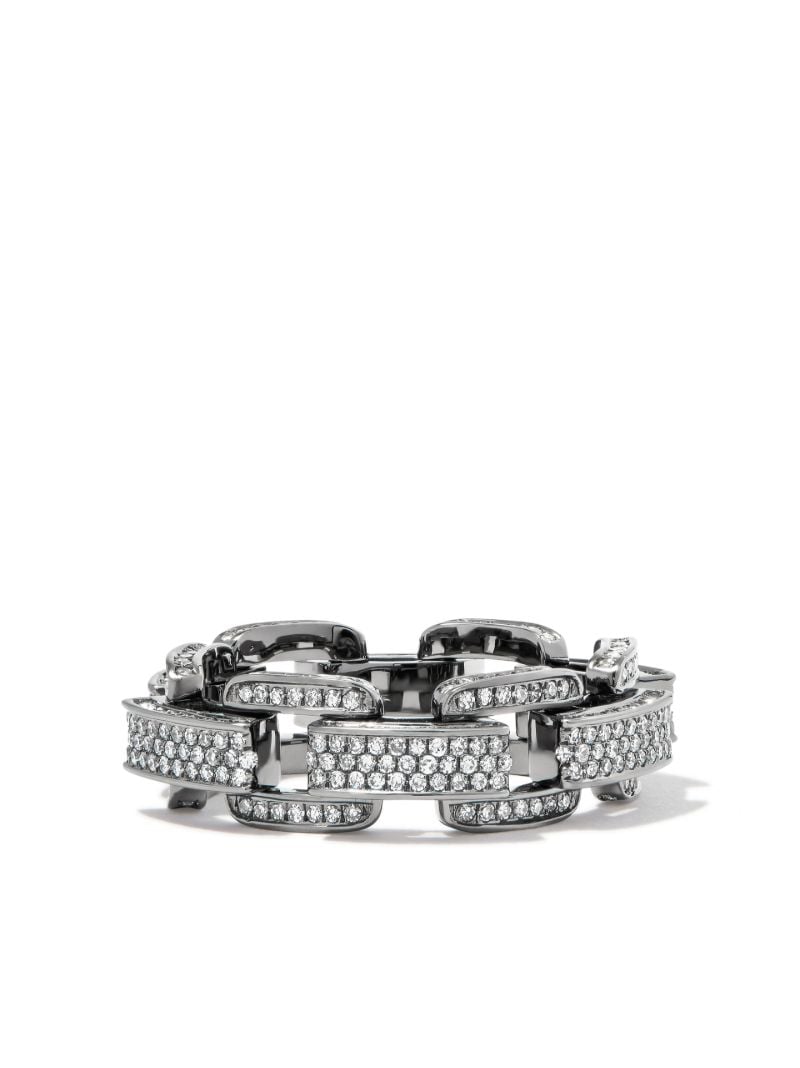 18k Black Gold Deco Link Chain Diamond Ring