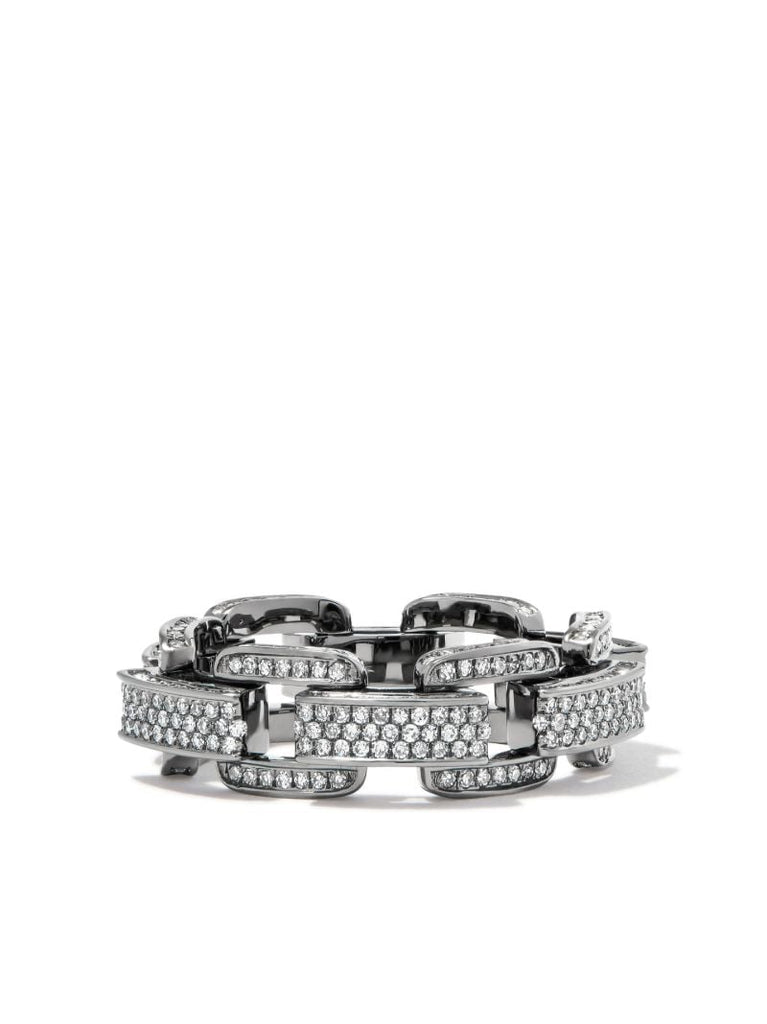 18k Black Gold Deco Link Chain Diamond Ring