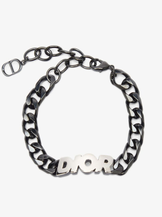 Black Logo Plaque Chain Bracelet