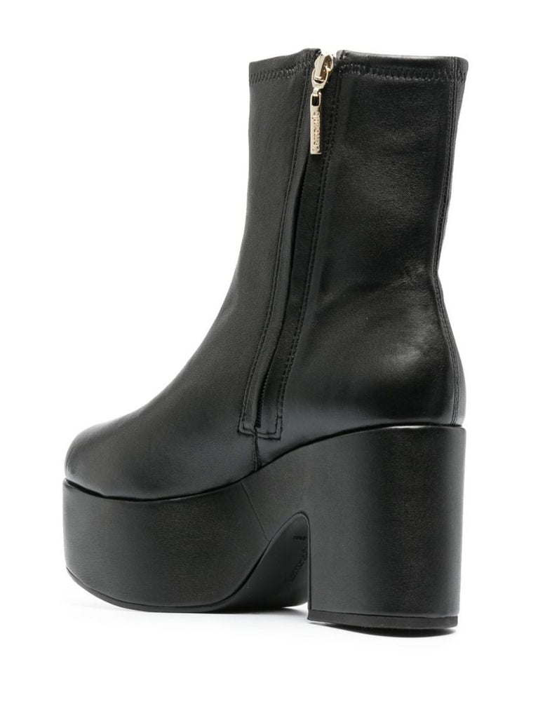Black Miso 90 Platform Leather Ankle Boots