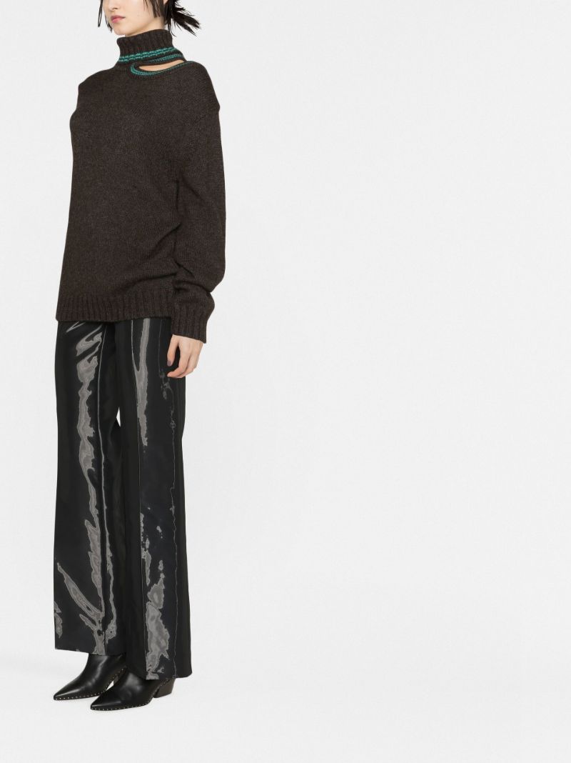 Brown Double Neck Cut-out Sweater