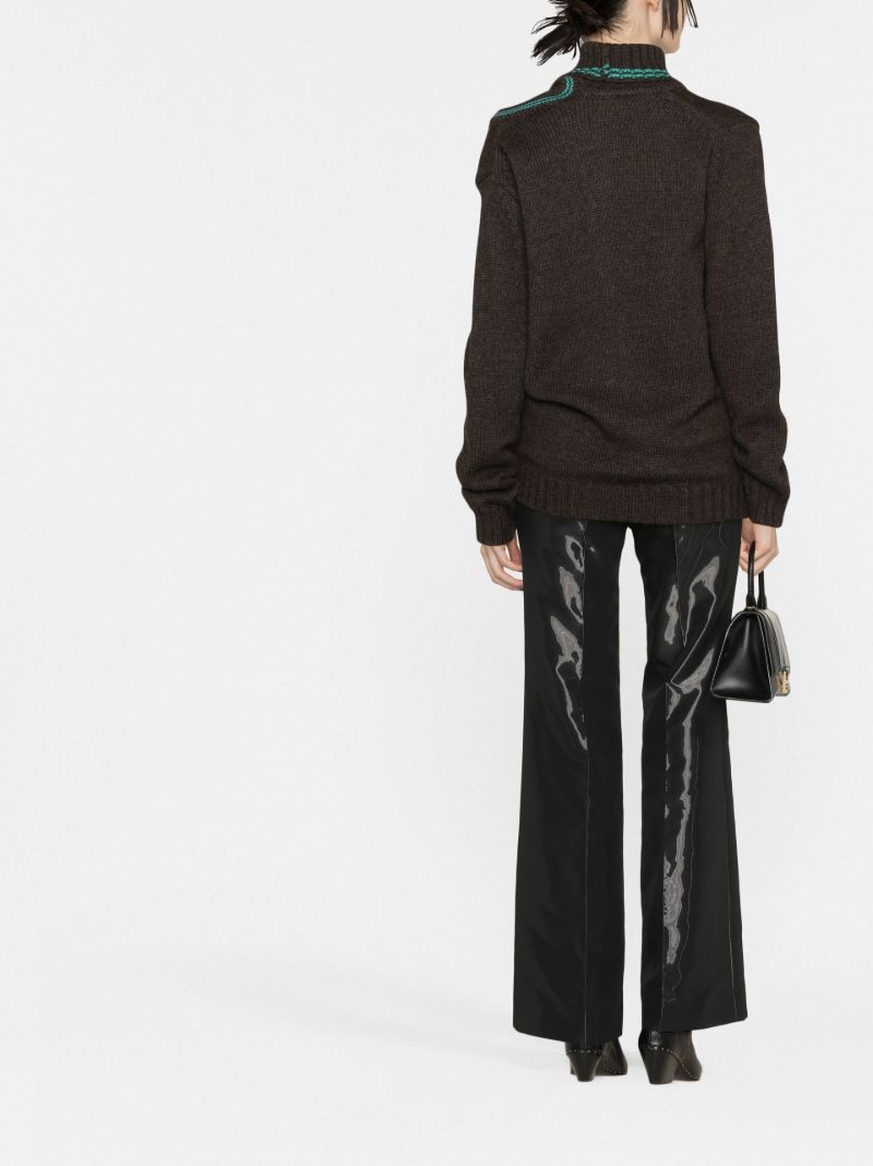 Brown Double Neck Cut-out Sweater