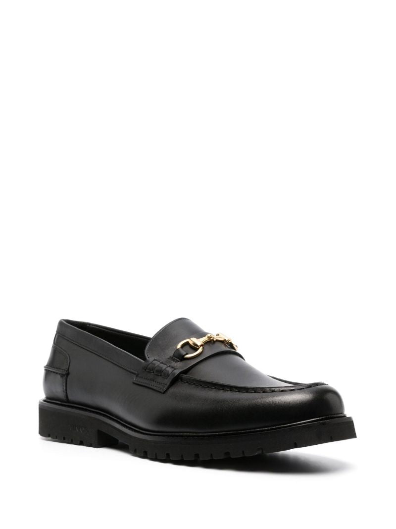 Black Le Club Horsebit Leather Loafers