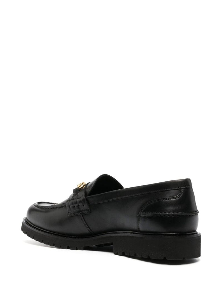 Black Le Club Horsebit Leather Loafers